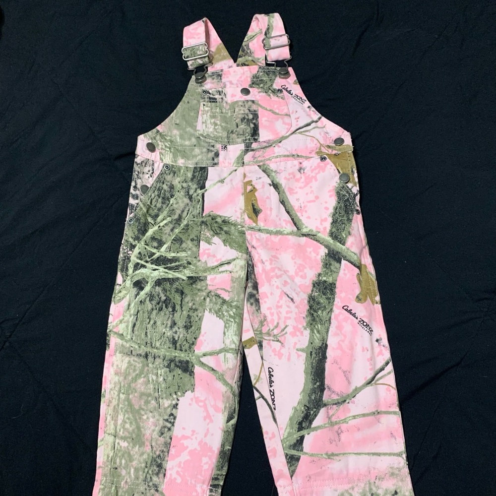 Girls Pink Camo Cabela’s Overalls